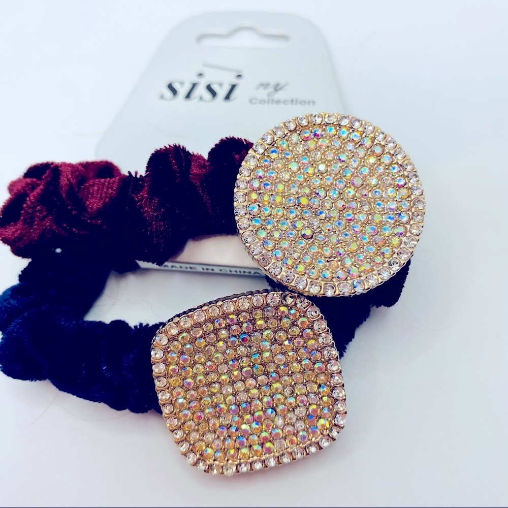 Hair Scrunchies Iridescent velvety Wine and Navy. Very Brilliant and Shi…